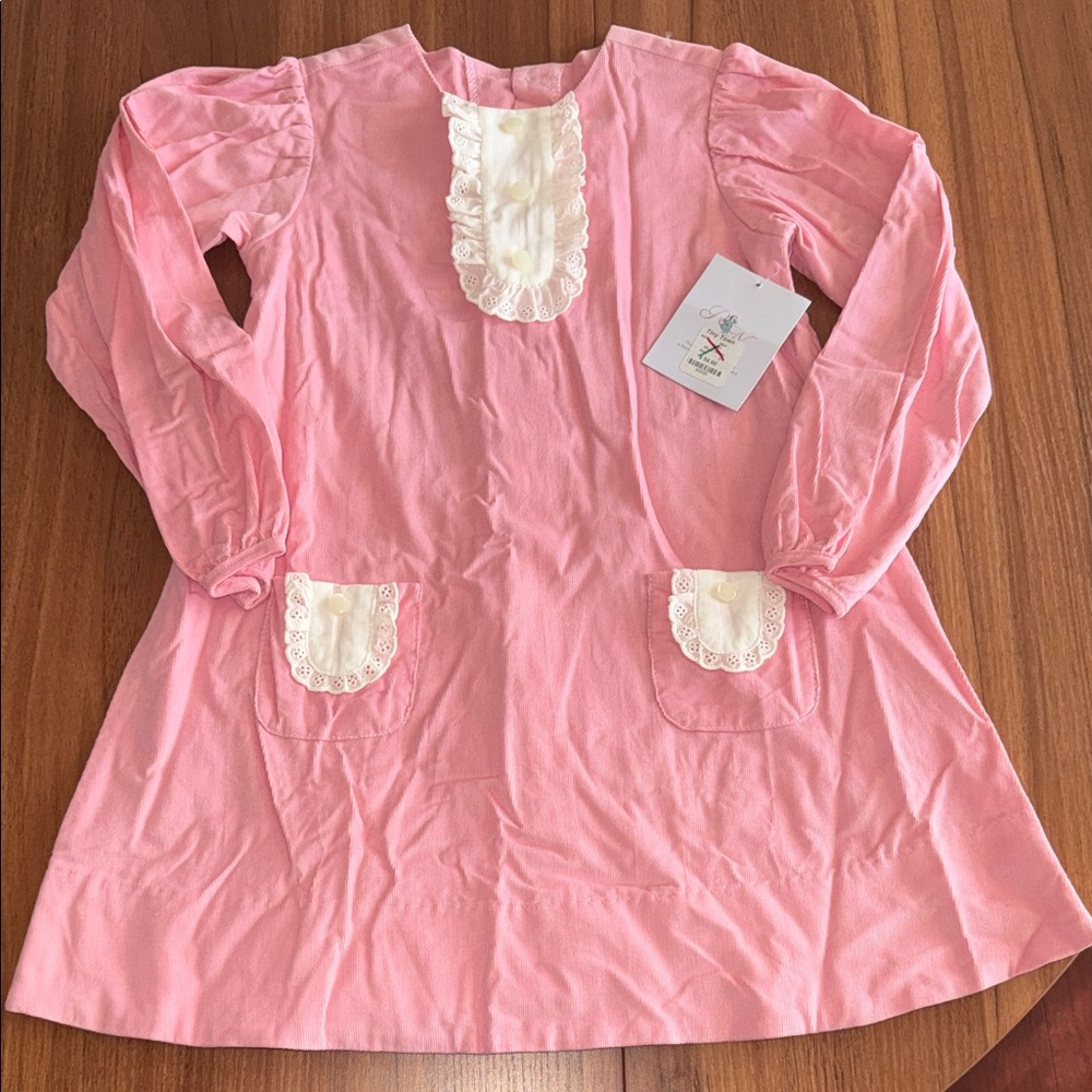 Pink Lace Trim Kids Dress